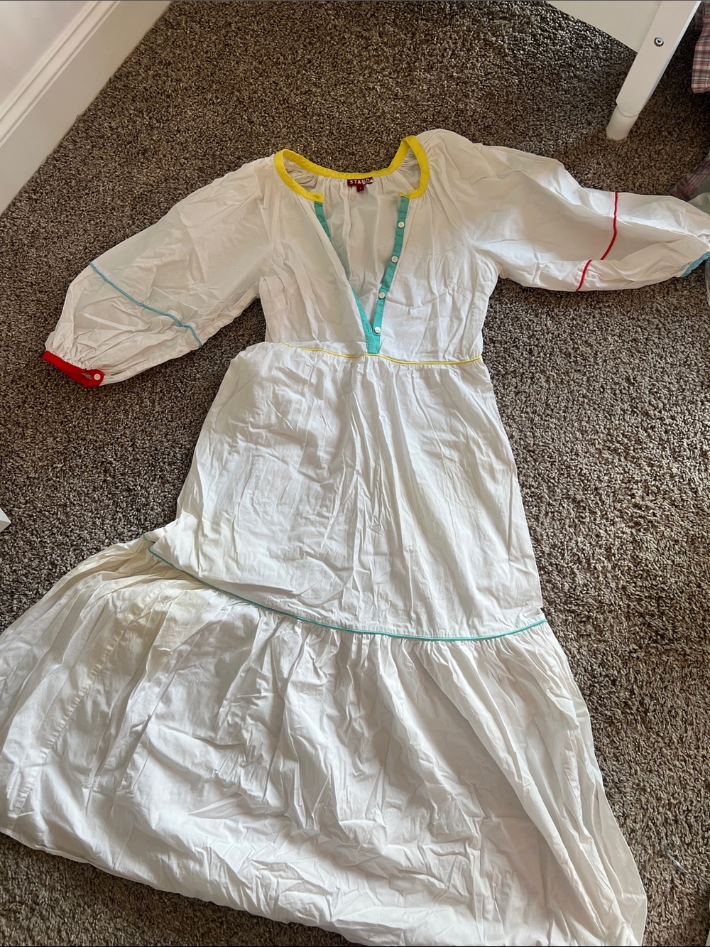 Staud Demi tiered maxi dress White Multicolor Size 2 MSRP $345